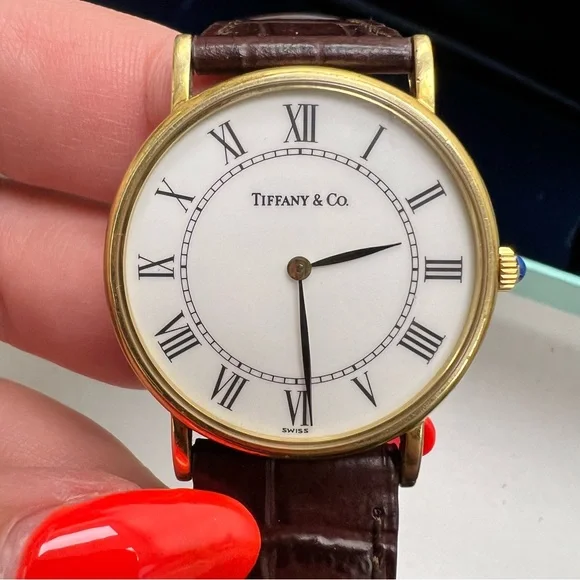 TIFFANY & CO 14K YELLOW GOLD CLASSIC ROUND WHITE DIAL QUARTZ WATCH - Picture 2 of 11